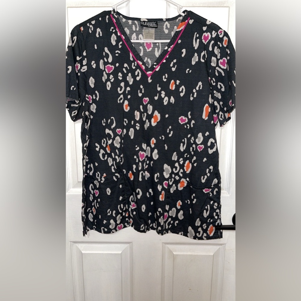 Runway by Cherokee cheetah print scrub top